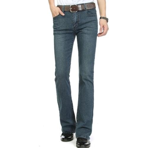 High Quality 2019 mens bell bottom jeans male elastic slim denim bootcut trousers Handsome boy Casual Business Flares Pants