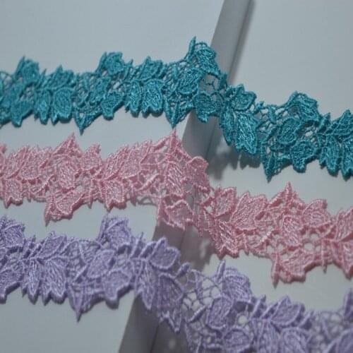 NLI LY Guipure embroidery pink african garment accessory lace trim and applique edge for sewing dress material 3CM FSCH0009