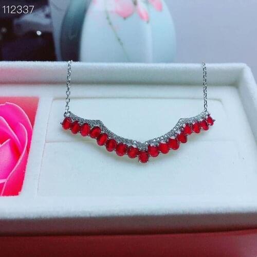 New Trendy 100% Natural And Real Ruby Necklace 925 Sterling Silver For Men or Women