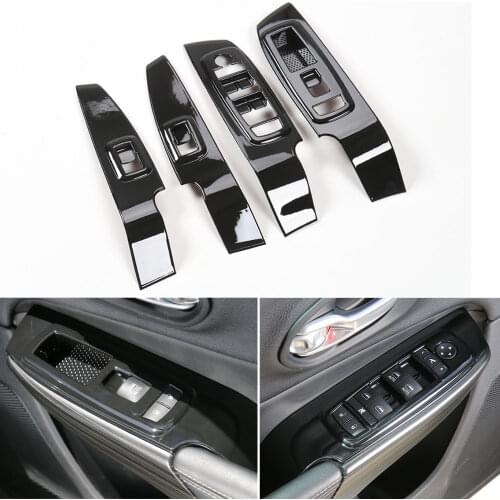 For Jeep Cherokee Black Car Window Lifter Switch Adjust Button Panel Cover Trim Interior ABS Automobile Decor Styling Accessory