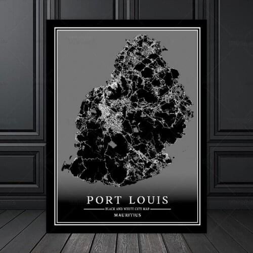 PORT LOUIS world city map Popular Living Room Kitchen Map Poster print wall Artwork Modern Canvas Painting home decoration