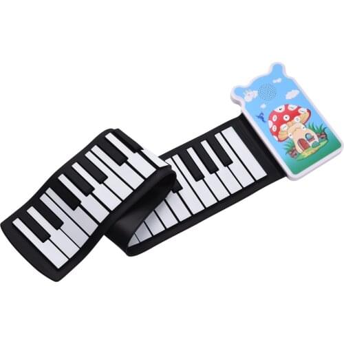 Portable 49-key Roll-up Electronic Piano Keyboard 8 Tones 6 Demos Record Funtion Built-in Speaker with Echo Sustain Trill Effect