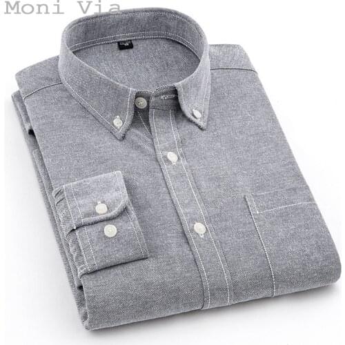 New Arrival Mens Shirts Pure Cotton Oxford Striped Plaid Long-Sleeve Shirt For Men Casual High Quality Mens Button Up Shirts