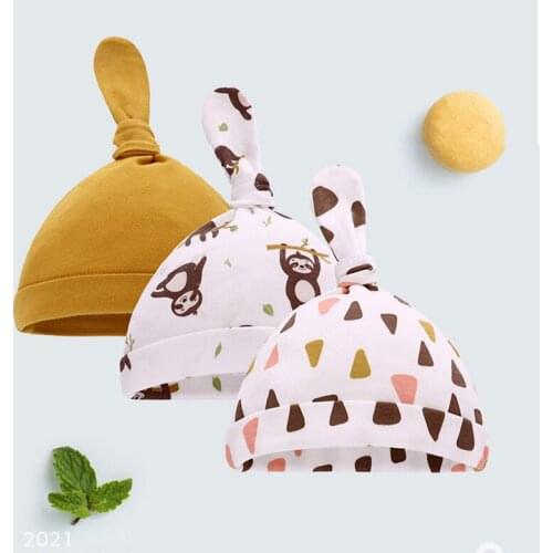 New 0-6 Months 3pcs/set Baby Soft Cotton Fetal Hat Spring&summer&autumn Hat Supplies Cartoon Hat Tire Cap For Newborn Baby
