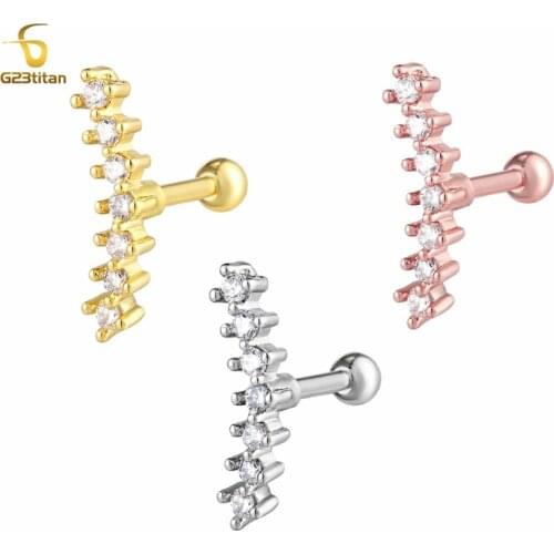 Multiple Zircon Cartilage Piecring 16G Stainless Steel Earlobe Cochlear Tragus Puncture Fashion Ear Jewelry