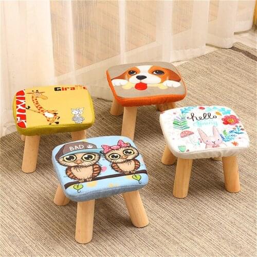 Baby eating seat dining stool solid wood study desk chair portable creative cartoon childrens stool room change shoes stool