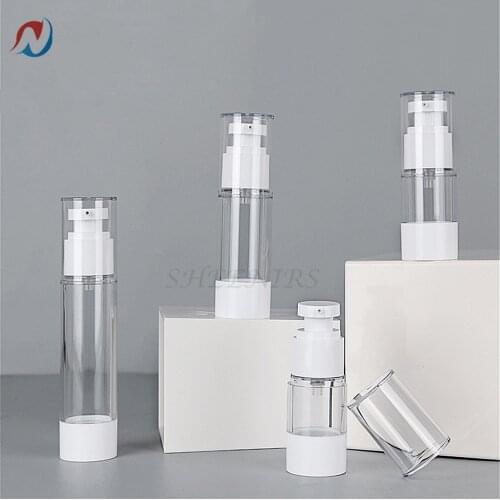 3pcs 15ml/30ml/50ml/80ml/100ml Airless Lotion Cream Pump Bottle Refillable Empty Clear Travel Containers Liquid Vacuum Press Jar