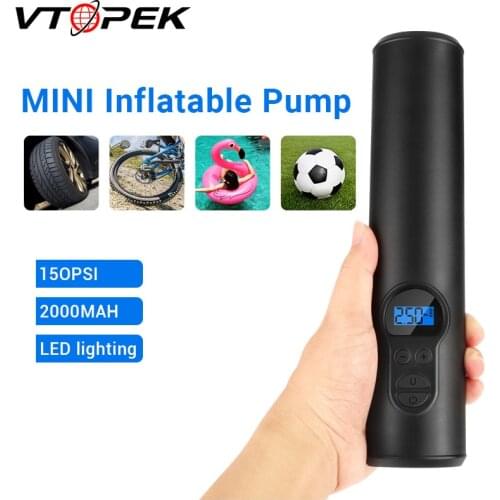 Vtopek Bike Air Pump Mini Air Compressor Tire Inflator Portable Electric Balloon Pump Tyre Wireless Car Motorcycle Bicycle ball