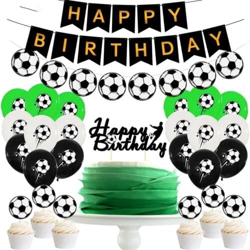 Football Theme Balloons Banners Cake Toppers Birthday Party Decorations Kids Boy World Cup Soccer Party Supplies Helium Globos