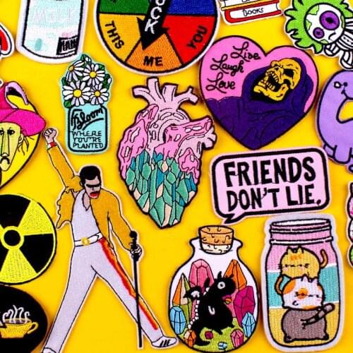 Embroidery Kawaii Cartoon Patch Iron On Patches For Clothes Cat Dinosaur Appliques For Clothing Embroidered Patches On Clothes