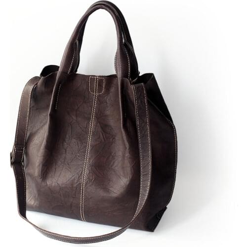 Vendange womens bag handmade leather shoulder bag retro casual lady totes 2607