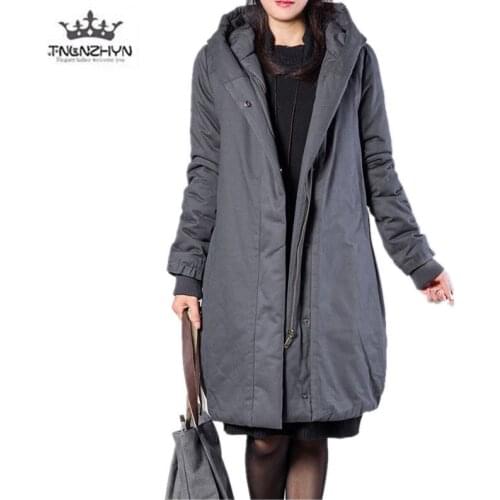 Plus size Winter Jacket coat 2019 Hooded Thicken Cotton Jacket Parkas Medium Long Pure Color Warm Clothing Casual Cotton Jackets