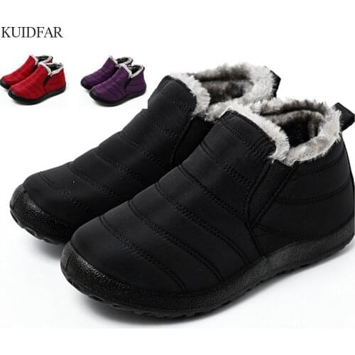 Womens Boots Waterproof Women Flats Winter Womens Ankle Boots Solid Color Shoes Ladies Slip On Platform Shoes Zapatillas Mujer