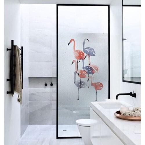 Giraffe flamingo Print Glue-free frosted window glass stickers light transmission and opaque bathroom toilet Door film