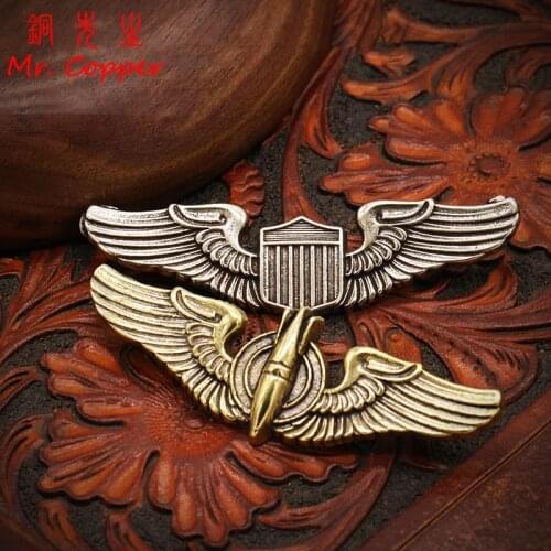 Punk Retro Brass United States Air Force Flying Badge Logo Eagle Wing Missile Screw Rivet Button DIY Leather Bag Wallet Garment