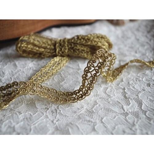 2 yards Gold Lace Trim Antique Kawaii Golden Lace Trimming