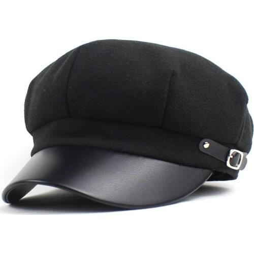 2021 Cotton Solid Military Hat Sailor Hat for Women Flat Top Female Travel Cadet Hat Captain Cap Berets 08