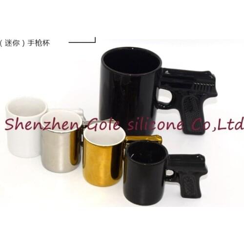 24set=48pcs Creative Gun Style Handle Ceramic Coffee Water Mug Cup 100ml Funny creative pistol shape ceramic cup ceramic cup