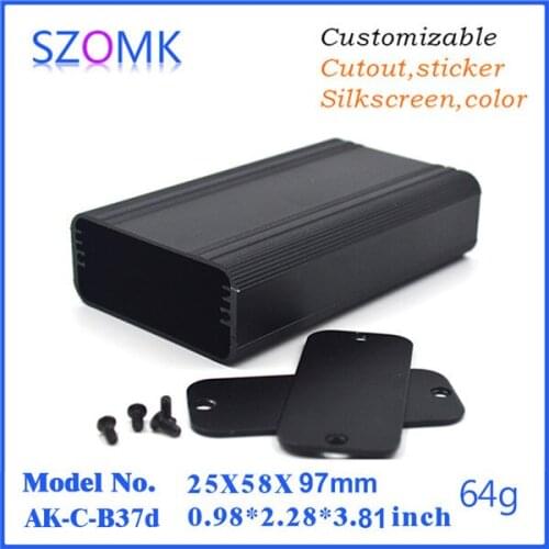 Hot selling aluminum powder coating electrical enclosure (1 pcs) 25*58*97mm black aluminum project boxes, device box outlet box
