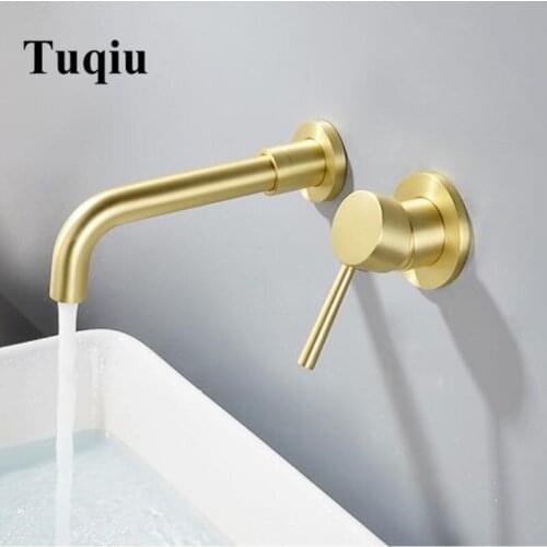 Antique brushed gold Brass Double Handle Wall Mounted Bathroom Sink Faucet Hot & Cold Basin Faucet Black Tap