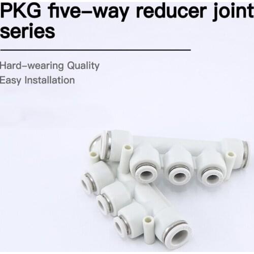 White PKG Threaded Five-way Variable Diameter Fast Joint Pneumatic Element Fast Tracheal Connector OD 4 6 8 10 12mm