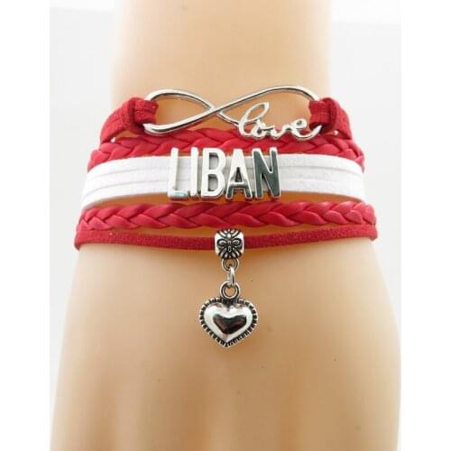 Infinity love liban Bracelet heart Charm bracelet love liban flag bracelets & bangle for woman and man jewelry