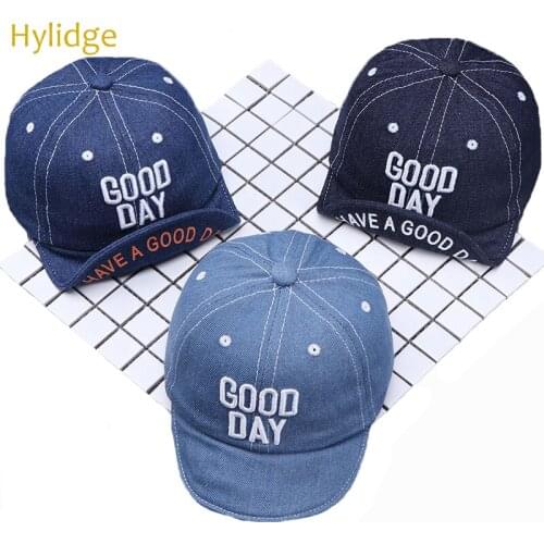 Hylidge New Embroidery Letther Baby Cap Denim Toddler Baseball Cap Good Day Baby Girl Boy Sun Hat Newborn Sun Protection Hats