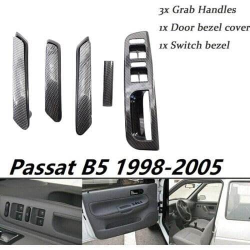 For Passat B5 1998-2005 Carbon Fiber New Interior Door Handle Window Panel Trim 5Pcs