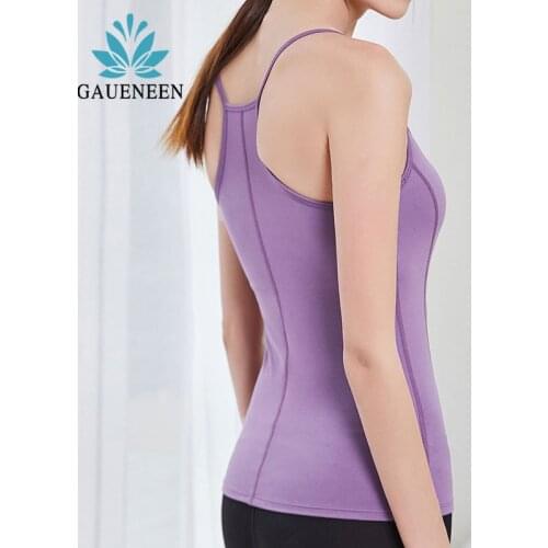 GAUENEEN Women Padded Yoga Tank Tops Running Fitness Sports Cropped Top Compression Gym Vest Running Athletic Push Up Tank Camis