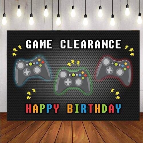 Game Video Party Photography Backdrop Game Clearancel Boys Birthday Party Background Photo Studio Decor Banner Prop