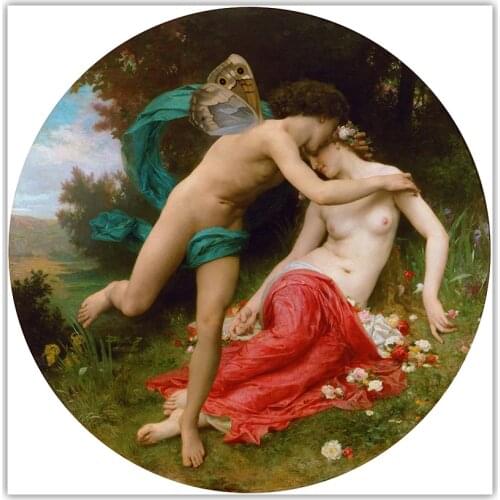 Citon William Adolphe Bouguereau《Flora and Zephyr》Canvas Oil Painting Artwork Picture Modern Wall Decor Home interior Decoration