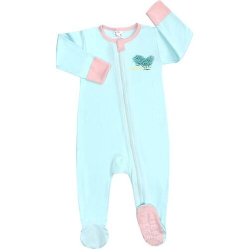 2021 Kids Tales Spring Autumn Newborn Baby Clothes Baby Girl Boy Romper Long Sleeve Zipper Solid color Jumpsuit Non-slip Footed