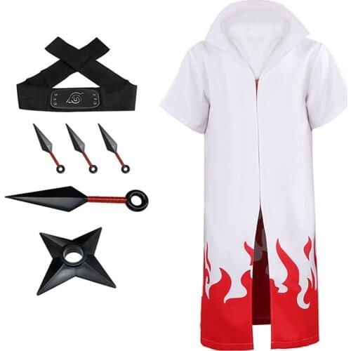 Namikaze Minato Cosplay Costumes 4th Hokage Cloak Cape Headband Props Full Set Outfit