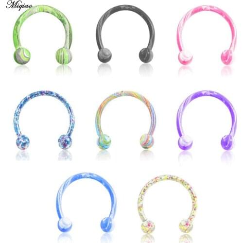 Miqiao 1pc Stainless Steel Circular Septum Nose Ring Paint C-shaped Horseshoe Nose Ring Set Piercing Jewelry
