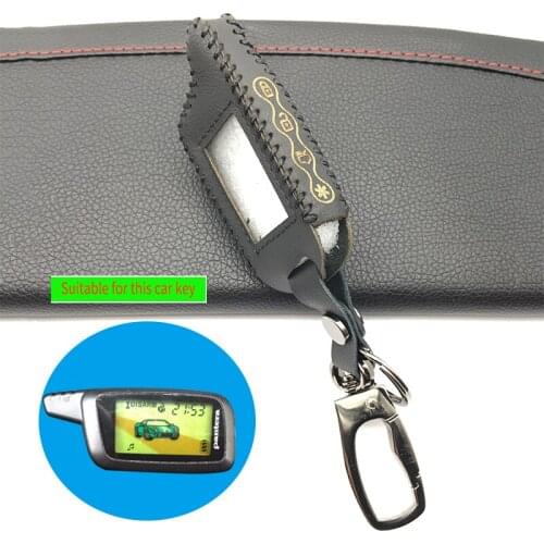 Genuine Leather car key cover for Russian alarms SLK-675RS SLK-868RS SLK-450SC SLK-650RS SLK-850RS SLK-625 LCD protect shell