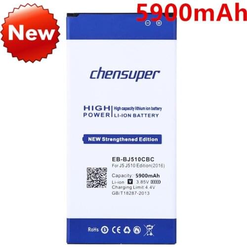 NEW 5900mAh EB-BJ510CBC Mobile Phone Battery for Samsung Galaxy J5 2016 Edition j5109 j5108 J510 Phone