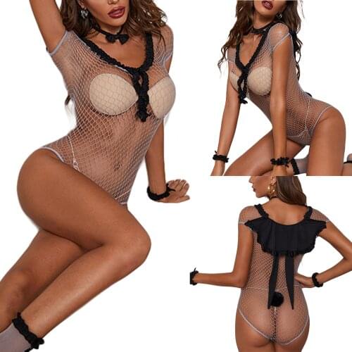 New style fun hollowed out temptation college style rabbit girl, Sexy Fashion Passion milk leakage free tight hand tear uniform