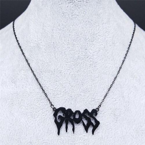 2021 Punk Gross Stainless Steel Pendant Necklace for Women Black Color Chain Necklace Jewelry cadenas de acero inoxidab N4414S03