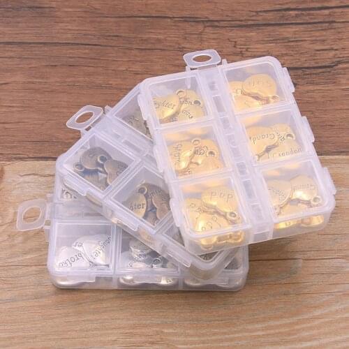 1Set 36Pcs/Lot 3 Color 6 Styles Letter Mom Charm Family Heart Pendant With Box Material For DIY Jewelry Necklace Bracelet Making