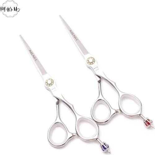 A9020 6.0'' AQIABI 440C Professional Hairdressing Scissors Salon Hair Scissors Cutting Shears Flat Shears Finger Rest Crown Tail