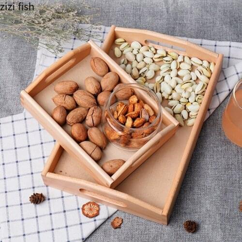 Beech Wood Rectangle Trays Decorative Storage Tray Tabletop Dinner Plate Pastry Dishes Serving Plate Tableware Breakfast Dish
