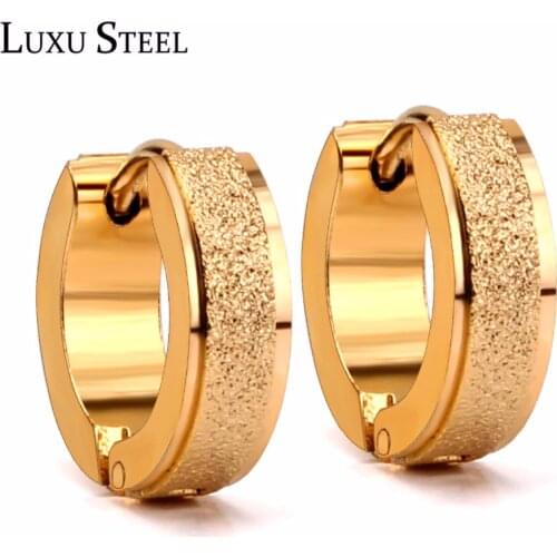 LUXUSTEEL Vintage Jewelr Gold Hoop Earrings 2020 Brinco Ear Accessories Stainless Steel Scrub aretes Mujer