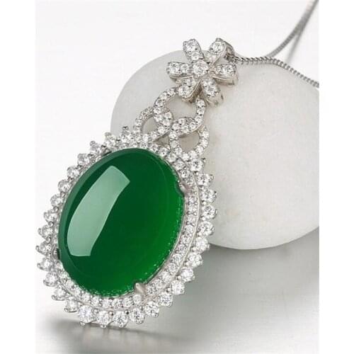 Luxury Flower Shape Pendant Stone cz 925 sterling silver Engagement Wedding Pendants with necalace for women Bridal Jewelry