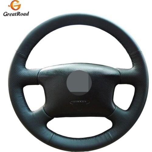 Hand-stitched Black Genuine leather Car Steering Wheel Cover Wrap for Volkswagen VW Passat B5 1996-2005 Golf 4 1998-2004