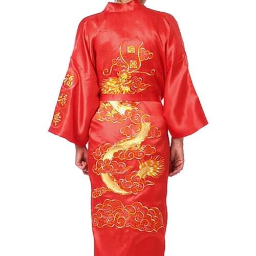 Shanghai Story Chinese mens Robe Kimono Nightgown Dragon Sleepwear traditional chinese kimono dress men bathrobe pajamas