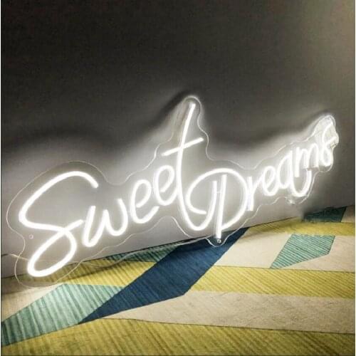 Custom Sweet Dreams Led Flex Transparent Acrylic Neon Sign Light Wall Hanging for Home Room Bedroom Birthday Wedding Decoration