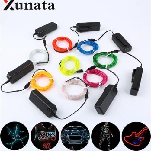3V Battery Box Glow EL Wire Neon Sign Light Shoes Clothing Car Waterproof LED Strip Dance Party Decor Neon LED Lights 1m 3m 5m