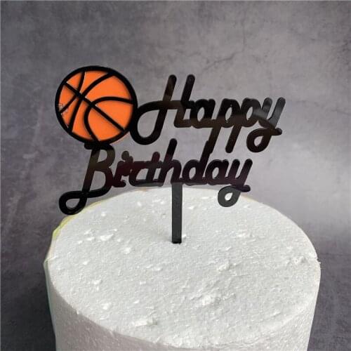 Basketball Theme Party Cupcake Topper Happy Birthday Cake Topper Flage For Kids Boy Birthday Party Cake Decors Supplies