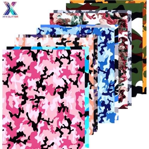 XFX HTV Heat Vinyl 10 Sheets 12"X10" Camouflage Christmas Series Transfer Vinyl for Iron on Fabrics Clothing Film DIY Stickers