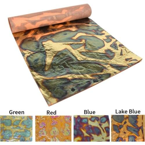 100 sheets in 4 booklets green variegated gold leaf colorfull imitation gold leaf for decoration size 14x14cm free shipping